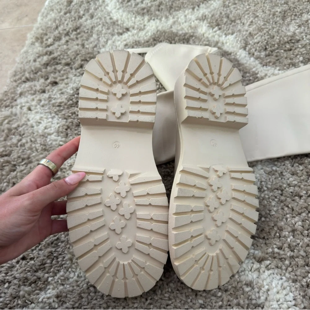 NEW Cream Platform Knee-High Boots